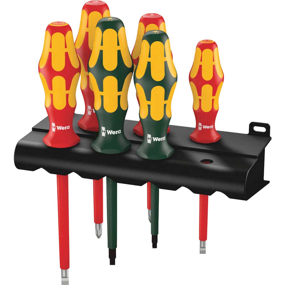 Photo of Wera 6 Piece Kraftform Plus 160i/168i Kraftform Plus Vde Insulated Screwdriver Set