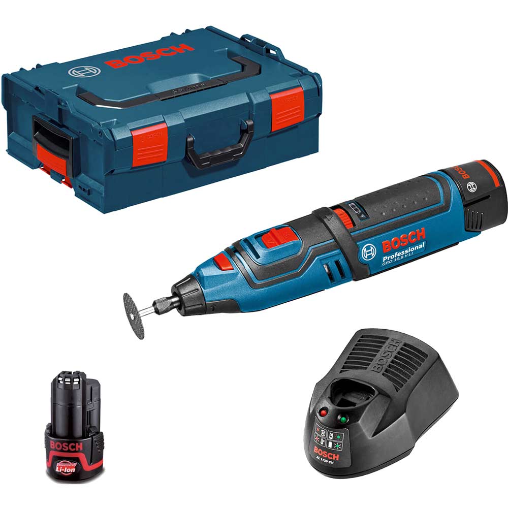 Image of Bosch GRO 12 V-LI 12v Cordless Rotary Multi Tool 2 x 2ah Li-ion Charger Case