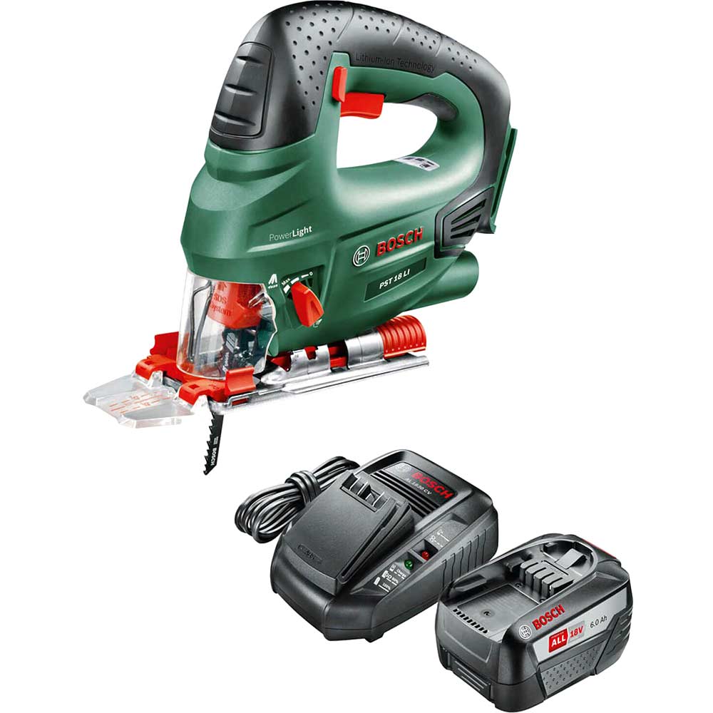 Image of Bosch PST 18 LI 18v Cordless Jigsaw 1 x 6ah Li-ion Charger No Case