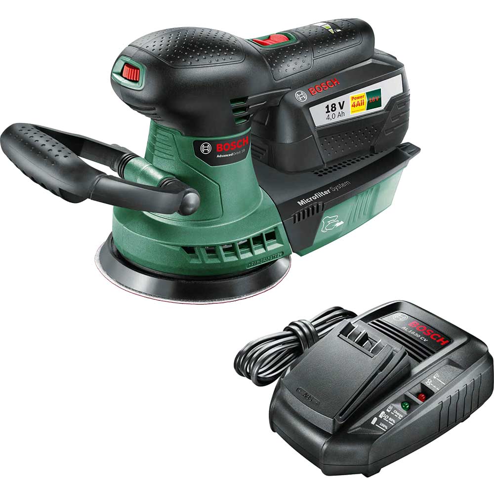 Bosch ADVANCEDORBIT P4A 18v Cordless Disc Sander 125mm 1 x 4ah Li-ion Charger No Case