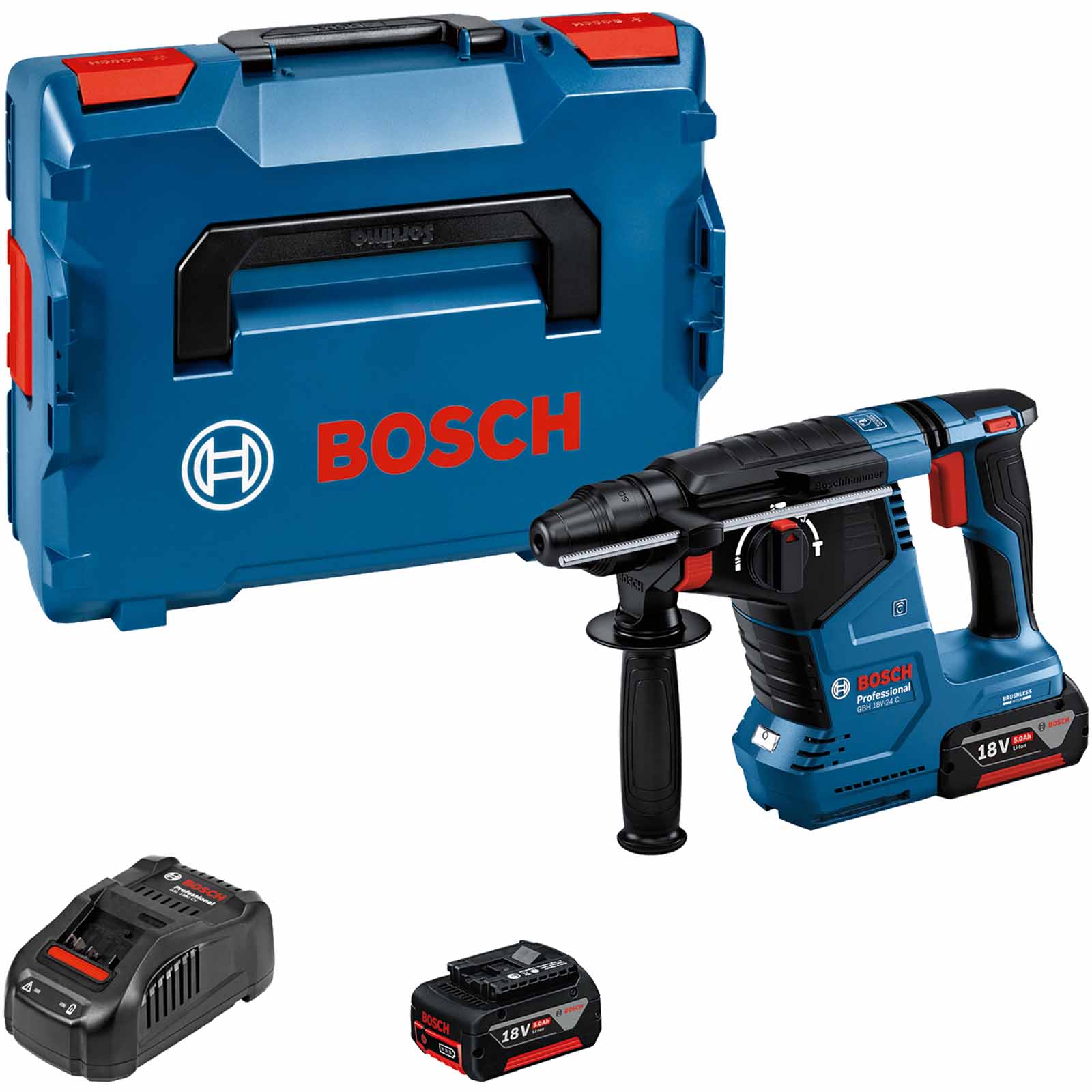 Bosch GBH 18V-24 C 18v Cordless Brushless SDS Plus Drill 2 x 5ah Li-ion Charger Case