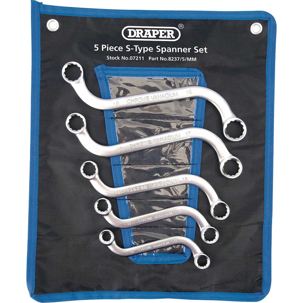 Image of Draper 5 Piece S Type Ring Spanner Set Metric