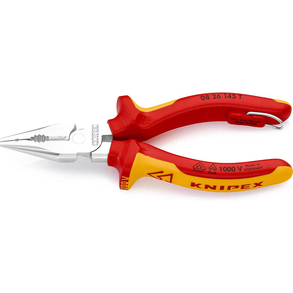 Photo of Knipex 08 26 Vde Insulated Tethered Combination Pliers 145mm