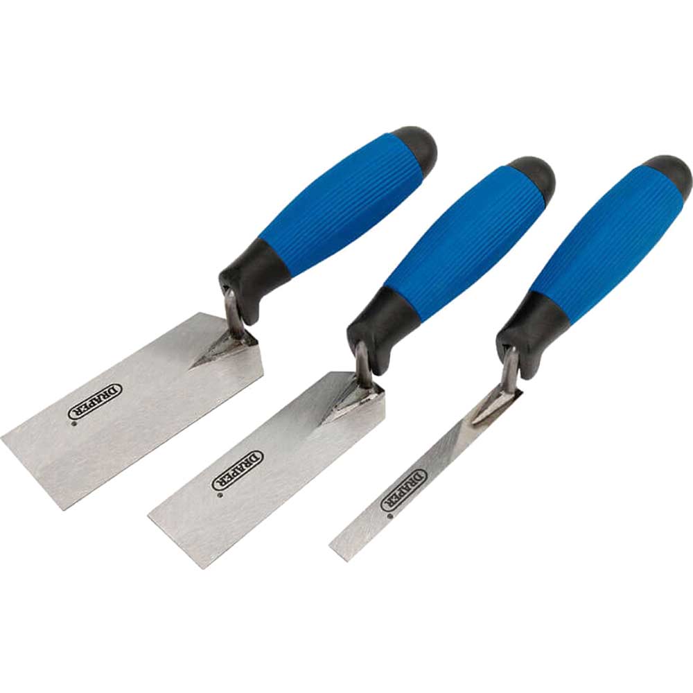 Draper 3 Piece Soft Grip Edging Trowel Set Corner & Edging Trowels