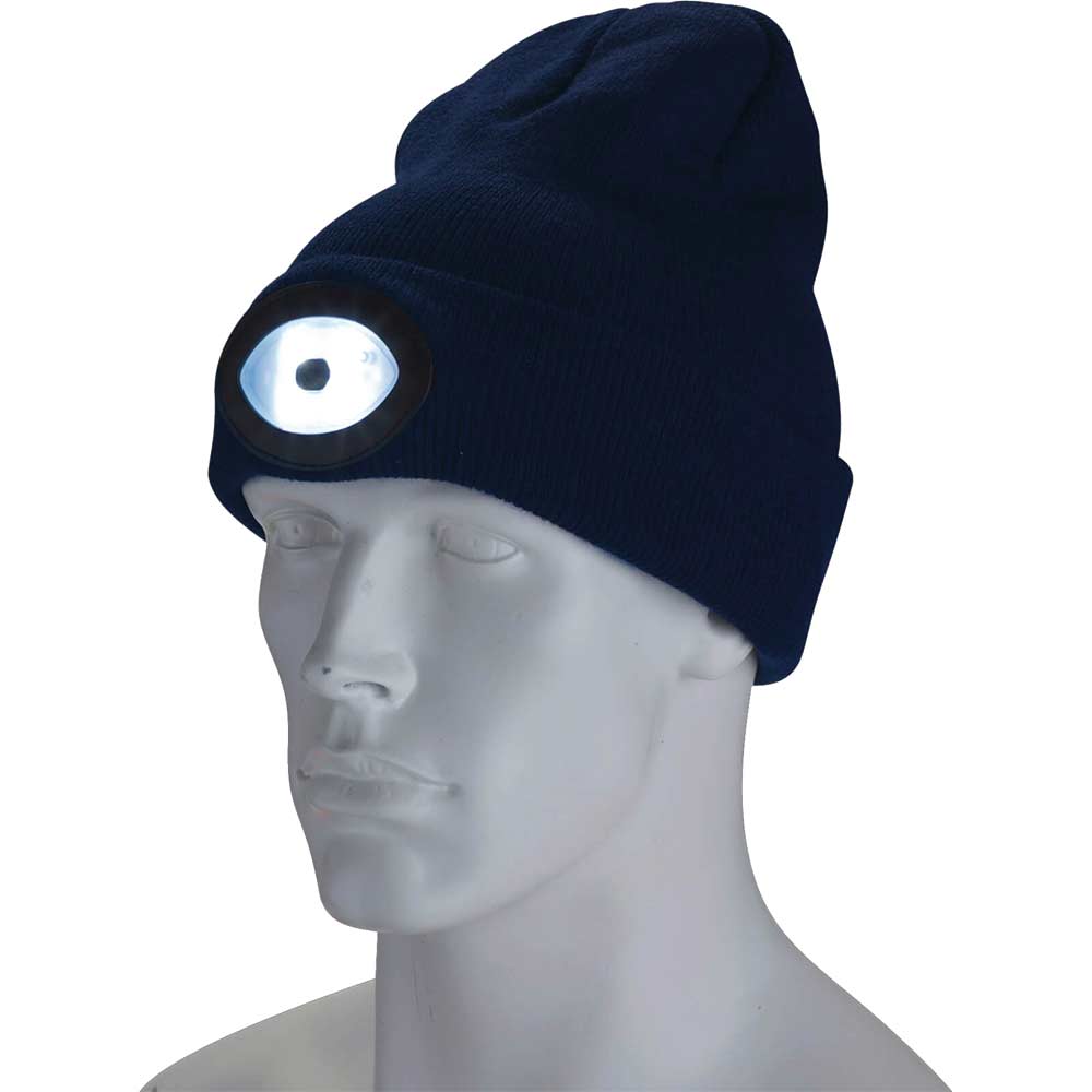 Photo of Draper Beanie Hat And Usb Rechargeable Led Headlight Navy Blue One Size
