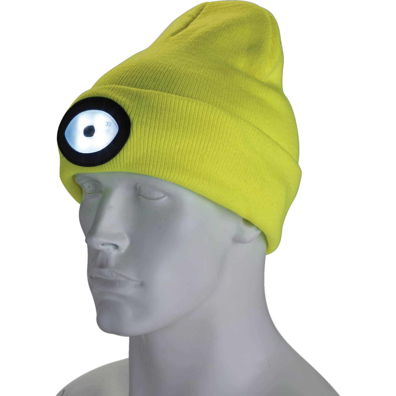 Draper Beanie Hat and USB Rechargeable LED Headlight Yellow One Size