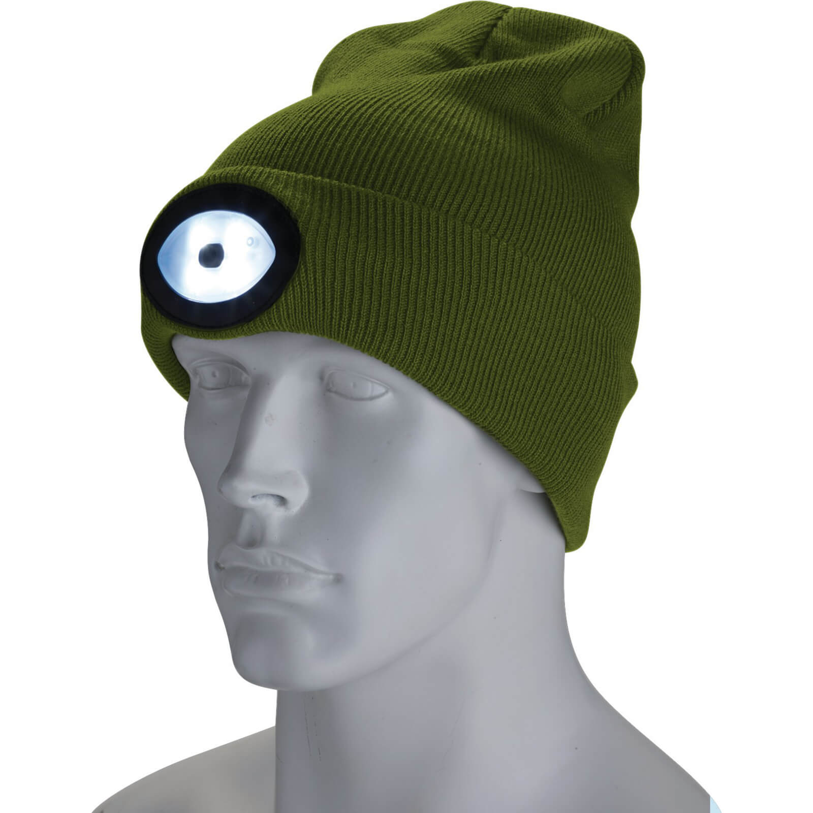 Draper Beanie Hat and USB Rechargeable LED Headlight Green One Size