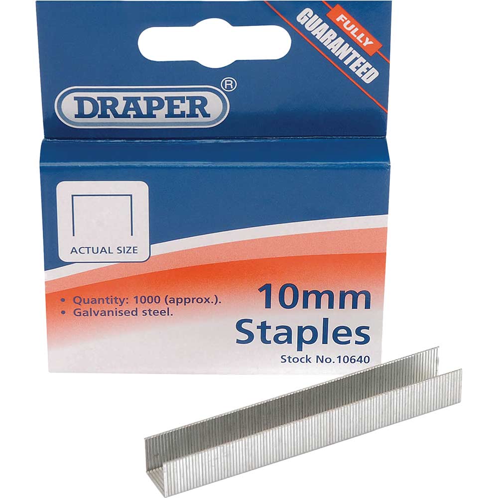 Image of Draper Steel Staples for 10637 Hand Tacker 10mm Pack of 1000