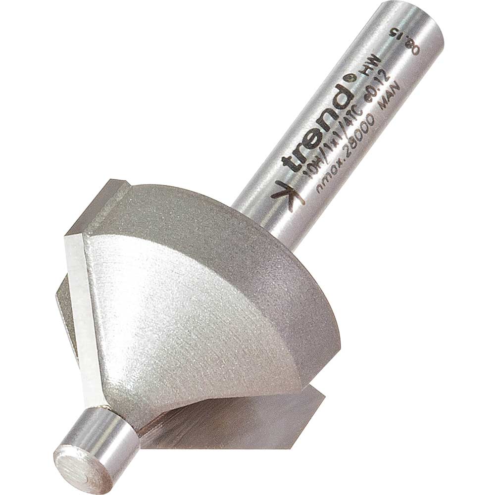 Photo of Trend Pin Guided Chamfer Bevel Router Cutter 45 Degrees 10mm 1/4