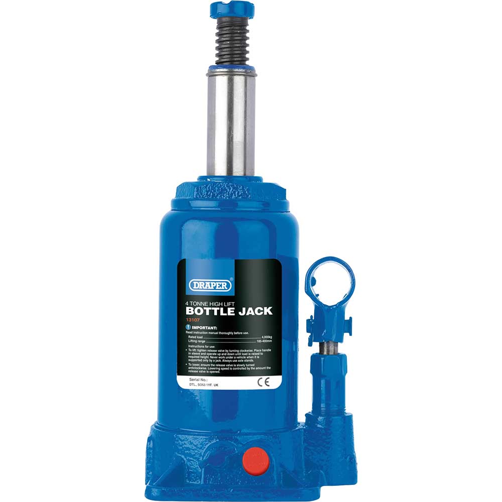 Image of Draper High Lift Hydraulic Bottle Jack 4 Tonne