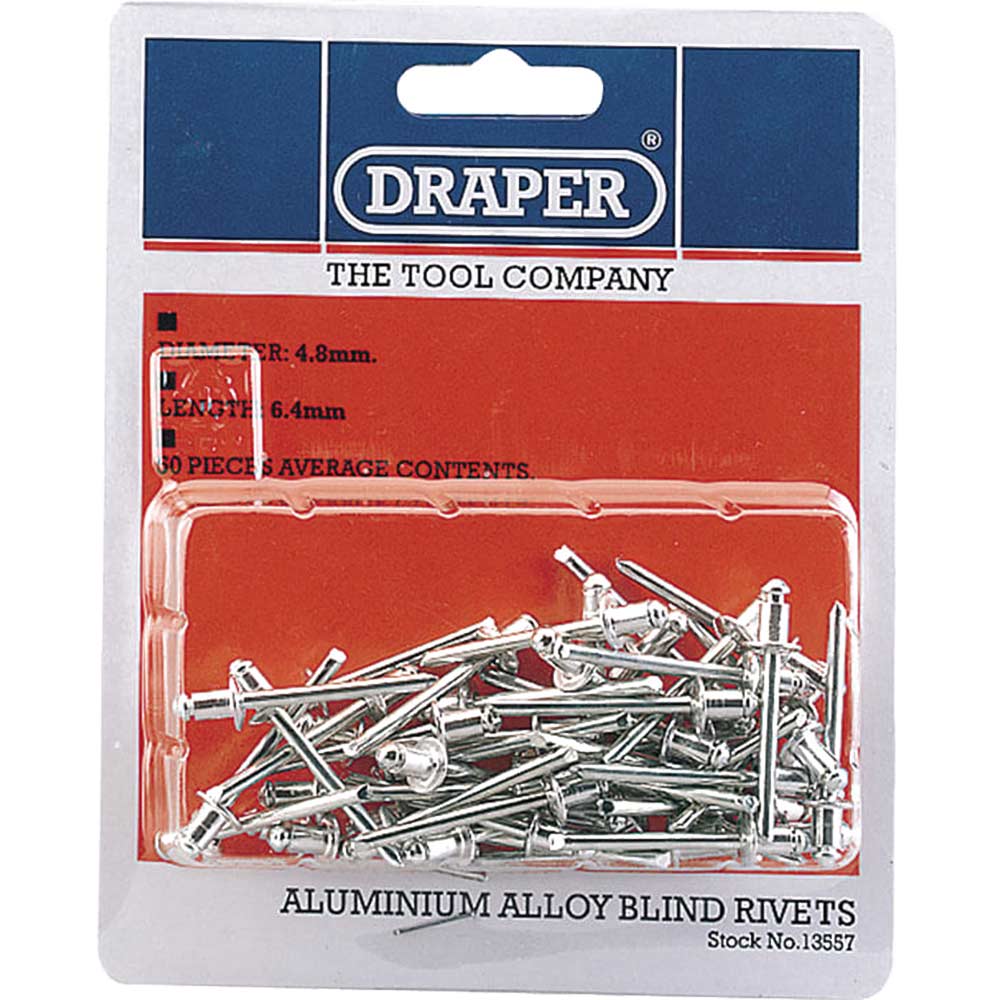 Photo of Draper Aluminium Pop Rivets 4.8mm 5.8mm Pack Of 50