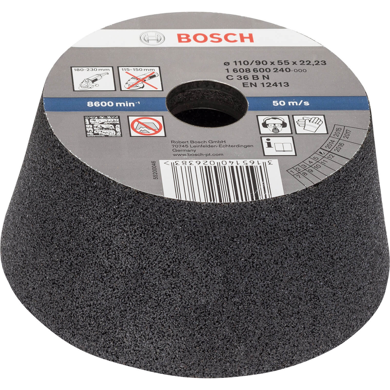 Bosch Conical Abrasive Cup Wheel for Stone 110mm 36g