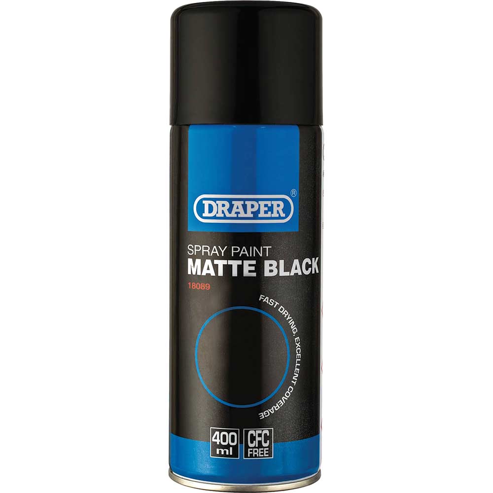Photo of Draper Matte Finish Aerosol Spray Paint Black 400ml