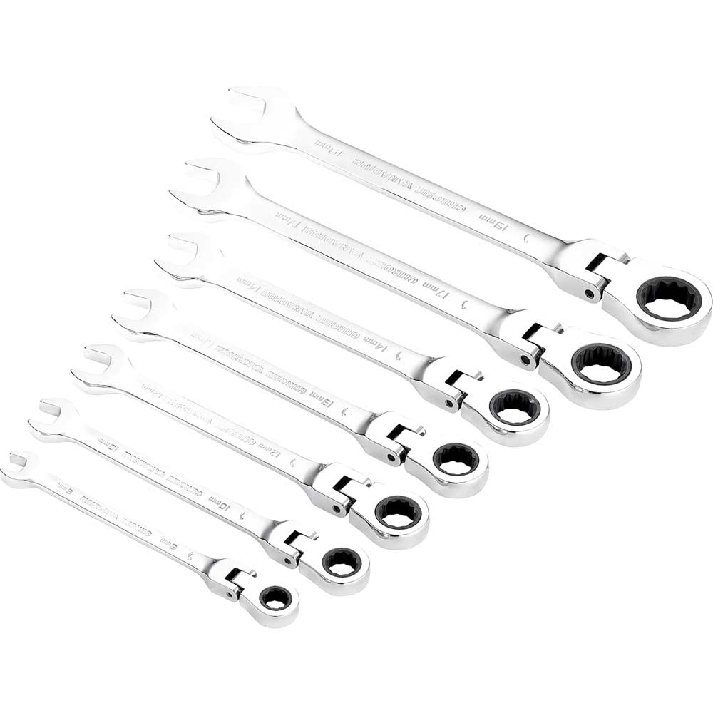 Image of Draper 7 Piece Hi Torq Flexible Ratchet Combination Spanner Set