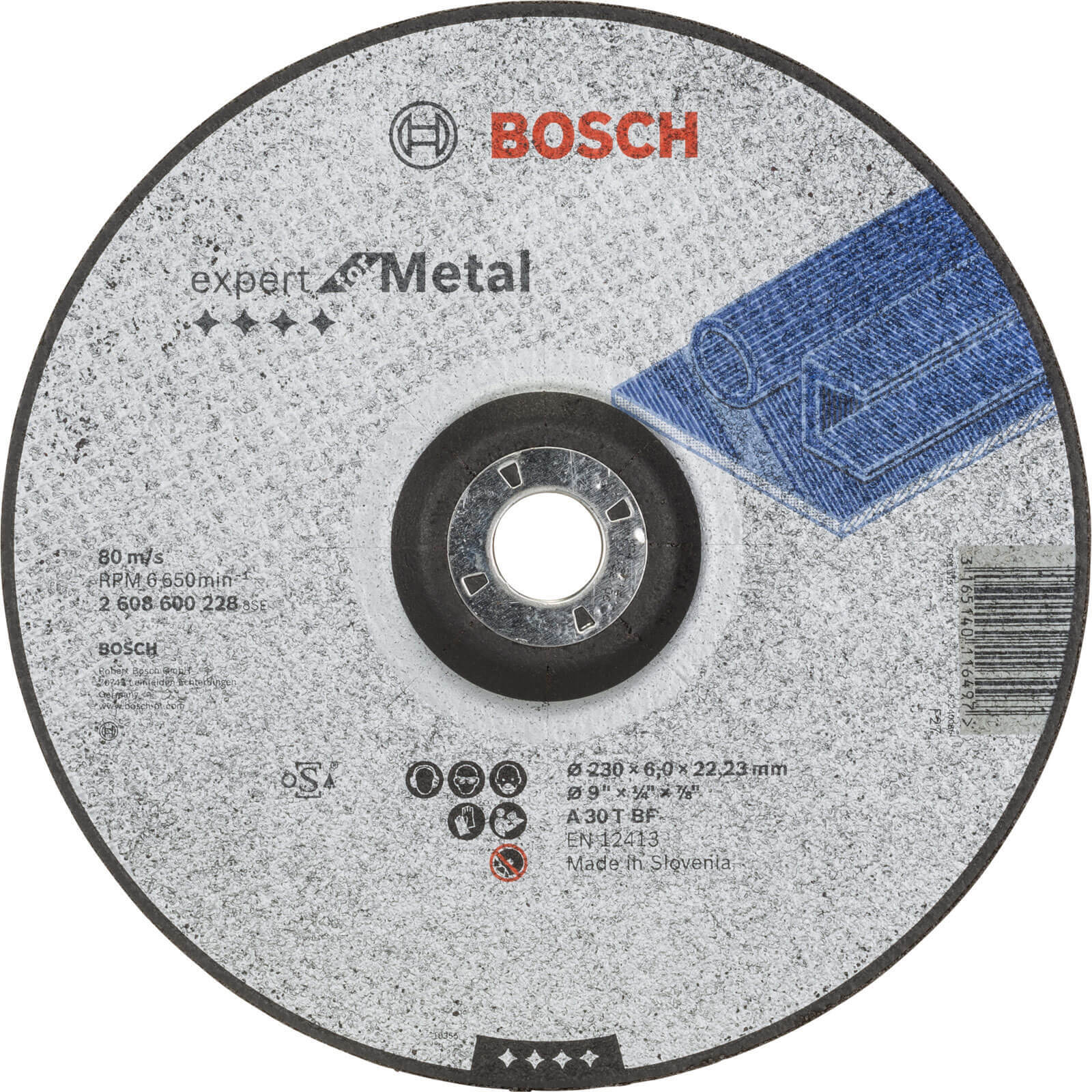 Bosch A30T BF Drepressed Centre Metal Grinding Disc 230mm