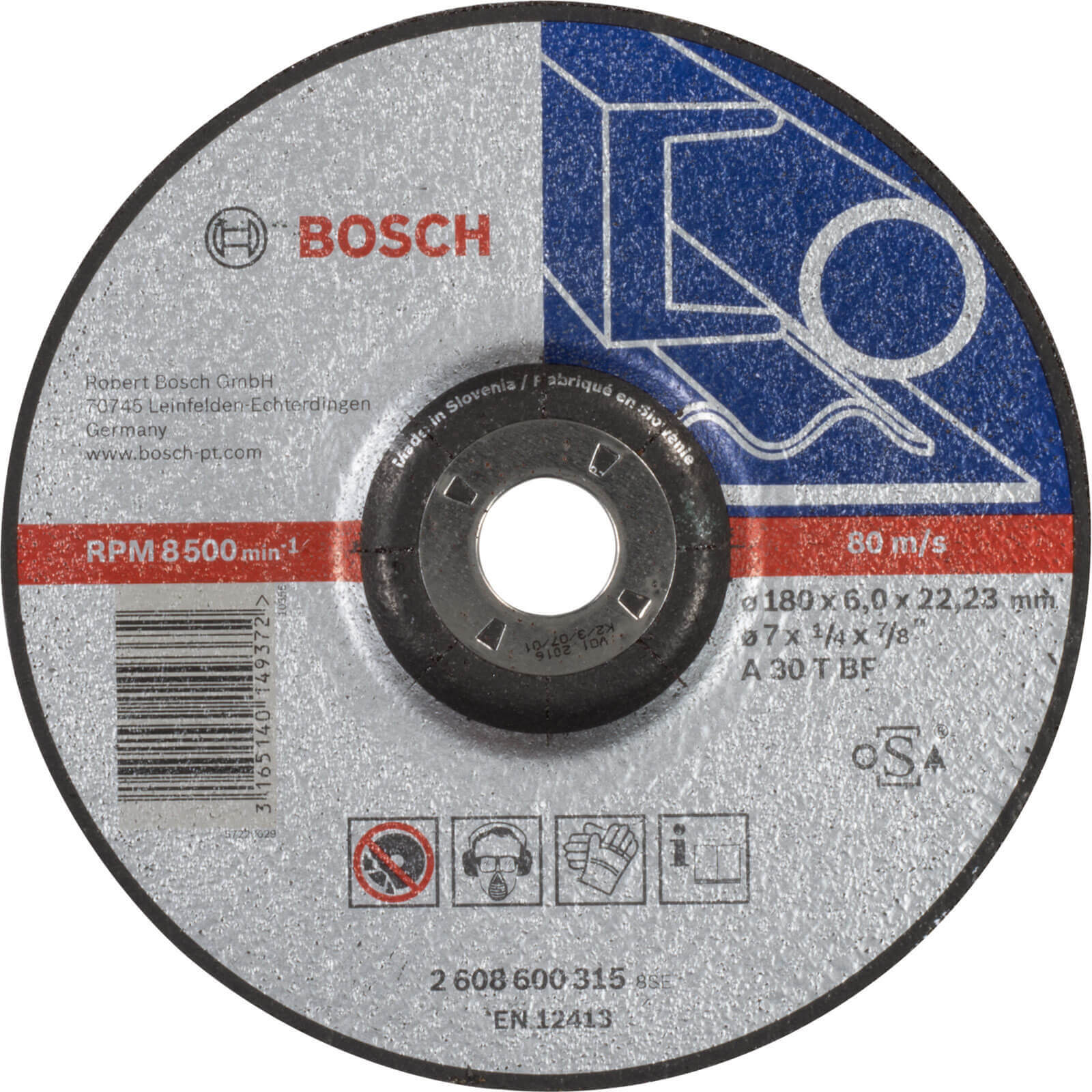 Photo of Bosch A30t Bf Drepressed Centre Metal Grinding Disc 180mm