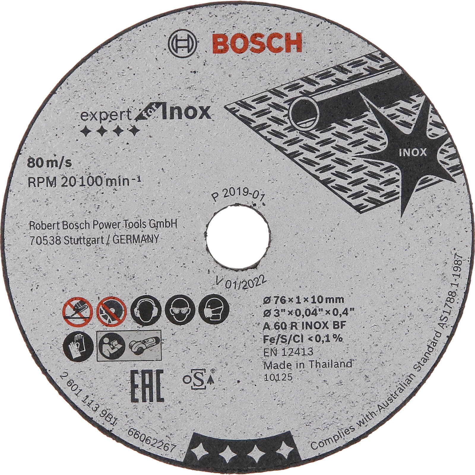 Bosch Expert 76mm Inox Cutting Disc for GWS 12V-76 Pack of 5 76mm 1mm 10mm