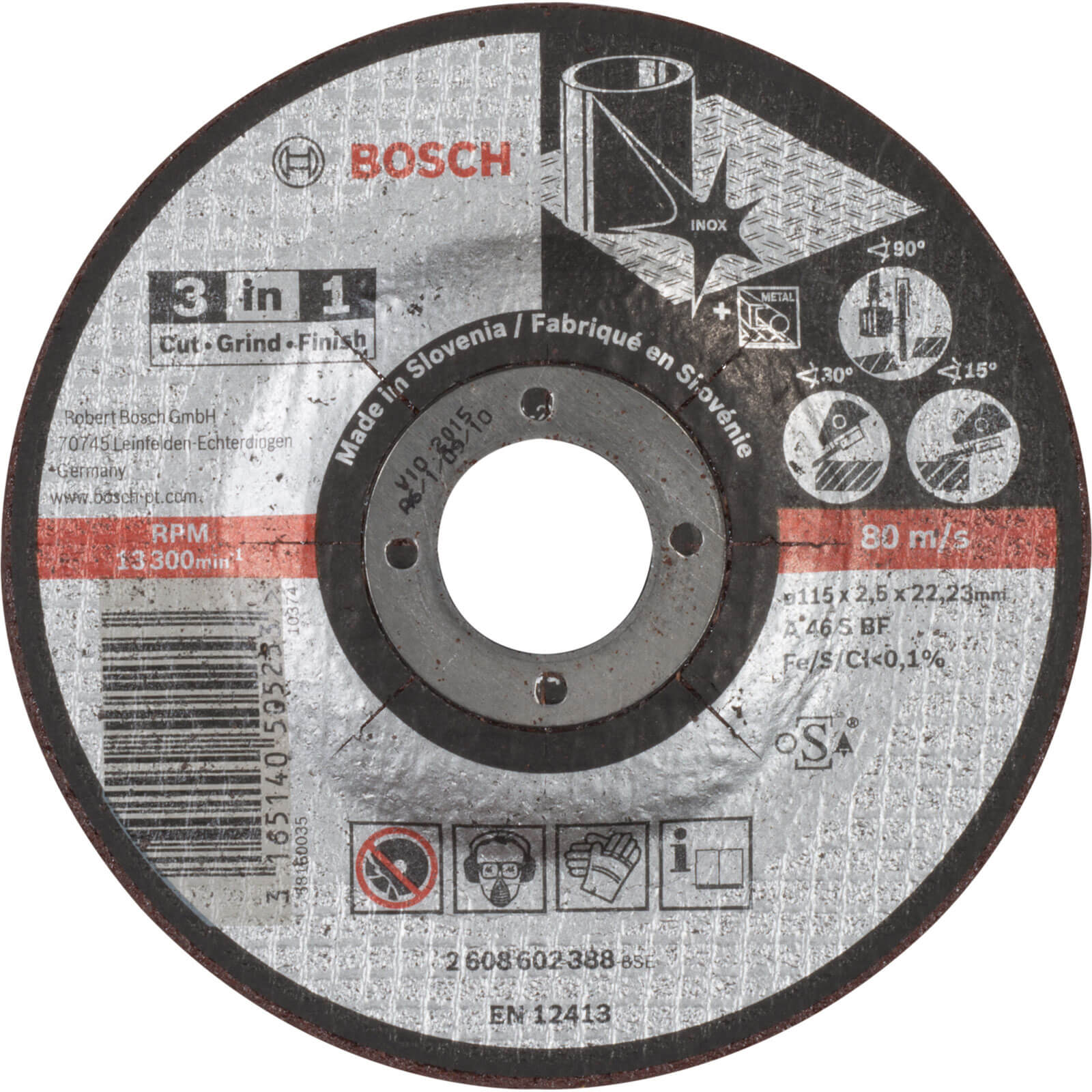 Photo of Bosch Depressed Centre 3 In 1 Cutting Grinding Finishing Disc 115mm 2.5mm 22mm