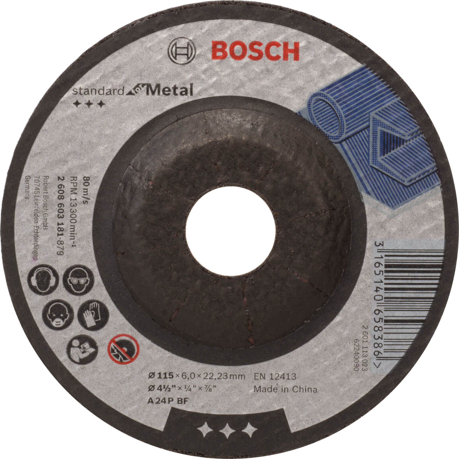 Photo of Bosch Standard Depressed Centre Metal Grinding Disc 115mm 6mm 22mm
