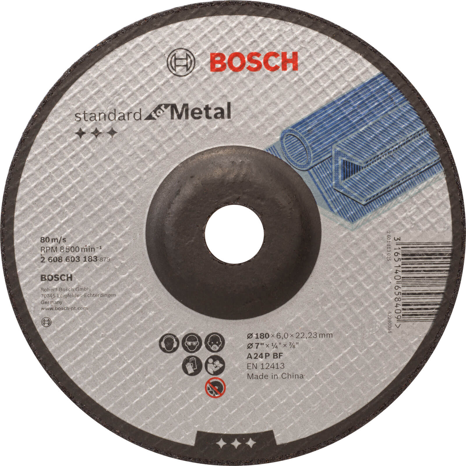 Photo of Bosch Standard Depressed Centre Metal Grinding Disc 180mm 6mm 22mm