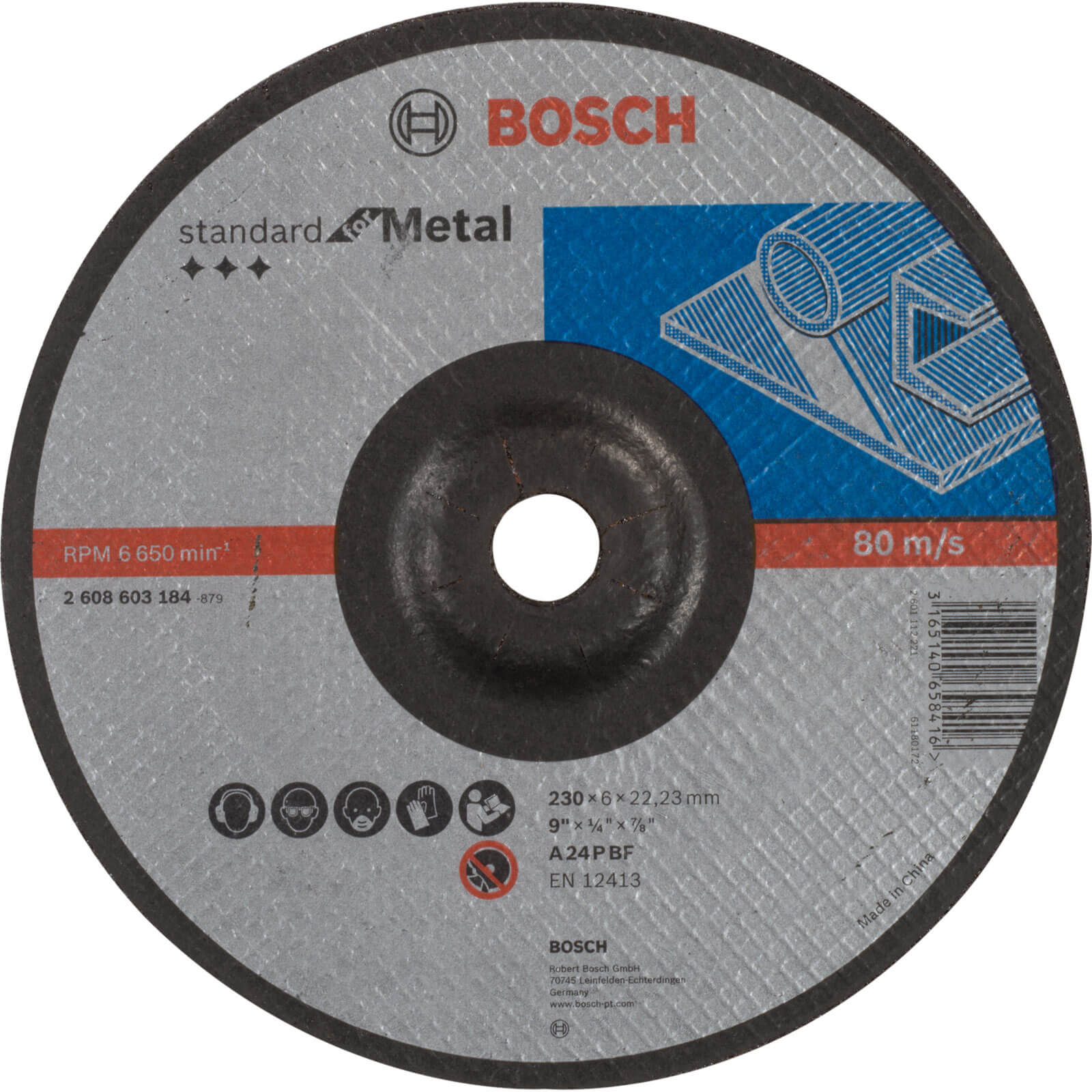 Photo of Bosch Standard Depressed Centre Metal Grinding Disc 230mm 6mm 22mm