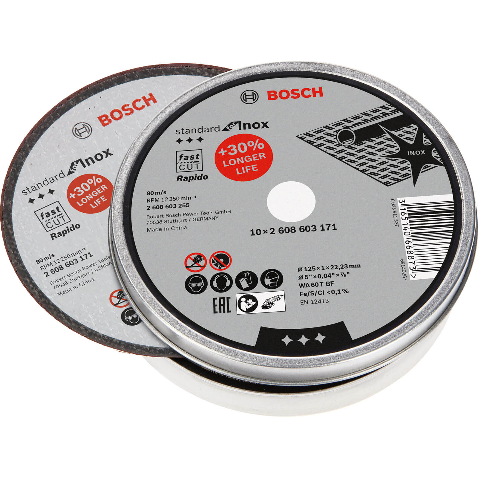 Photo of Bosch Rapido Thin Inox Stainless Steel Cutting Disc 125mm Pack Of 10