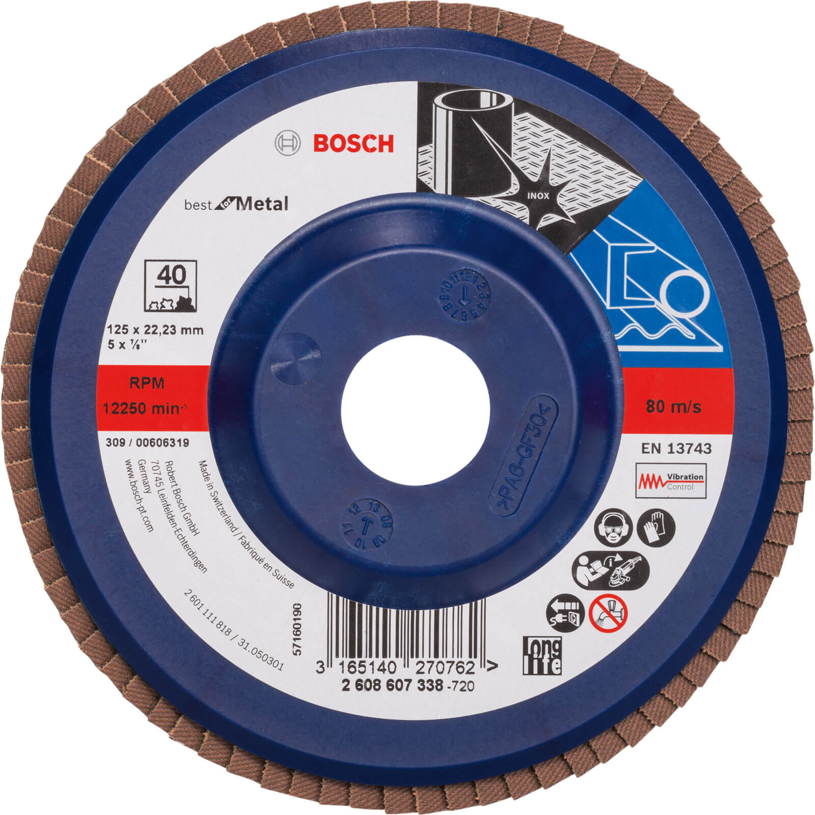 Bosch X571 Best for Metal Straight Flap Disc 115mm 60g Pack of 1