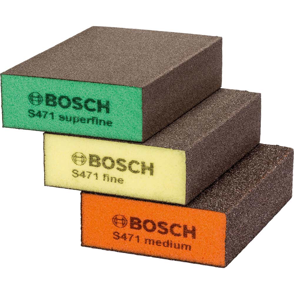 Bosch 3 Piece Hand Sanding Sponge Set Sanding Blocks