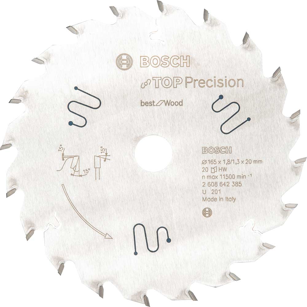 Bosch Top Precision Wood Cutting Saw Blade 165mm 20T 20mm