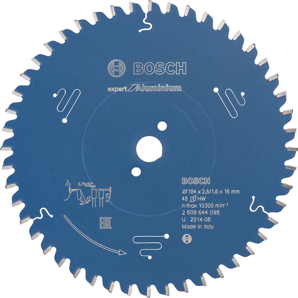 Bosch Expert Aluminium Cutting Saw Blade 184mm 48T 16mm