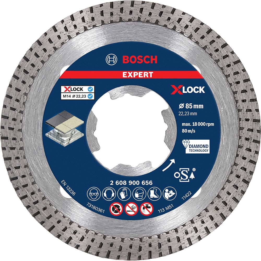 Bosch Expert X Lock Best Diamond Cutting Disc for Hard Ceramics 85mm 1.6mm 22mm