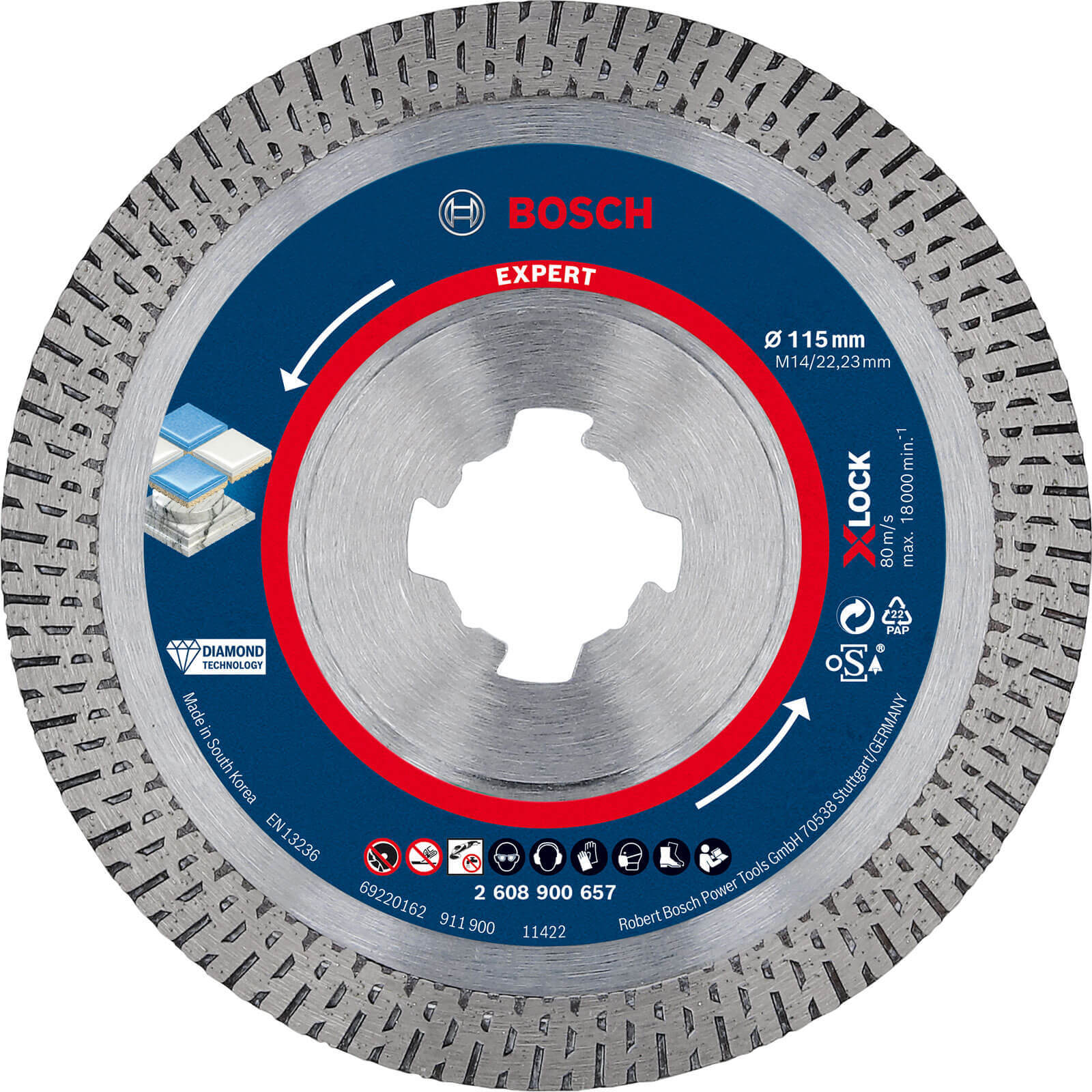 Bosch Expert X Lock Best Diamond Cutting Disc for Hard Ceramics 115mm 1.6mm 22mm