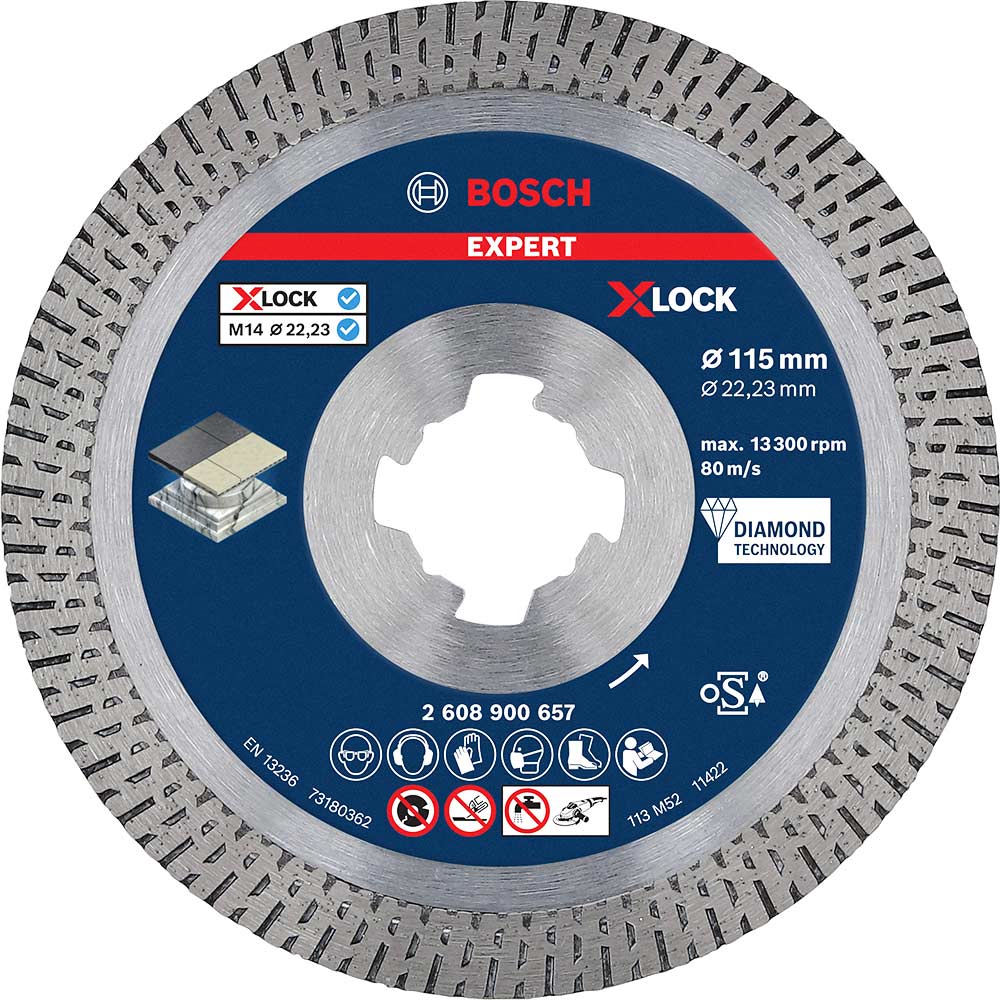 Bosch Expert X Lock Best Diamond Cutting Disc for Hard Ceramics 115mm 1.6mm 22mm