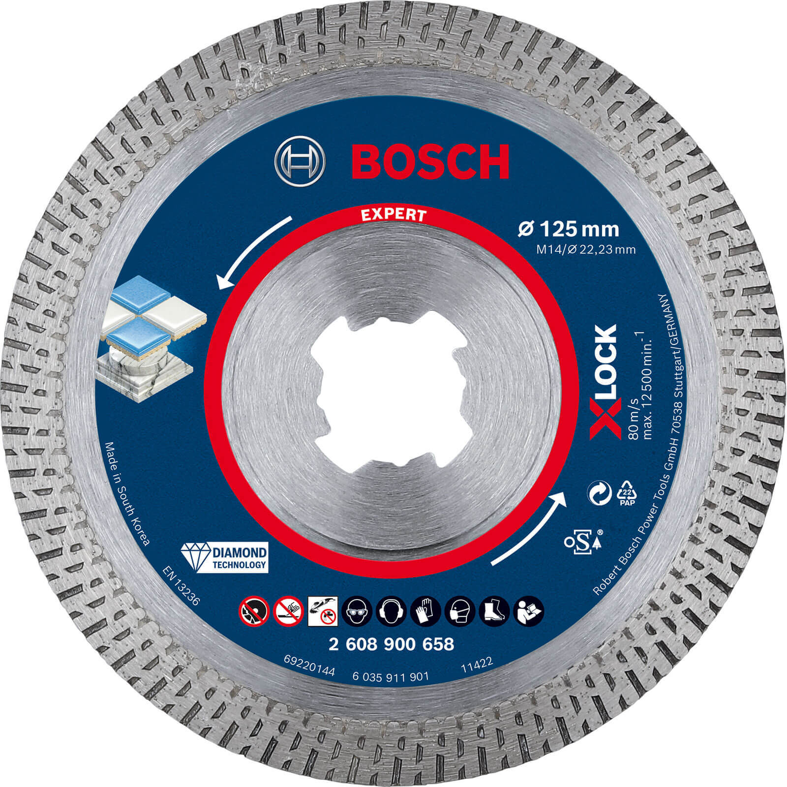 Bosch Expert X Lock Best Diamond Cutting Disc for Hard Ceramics 125mm 1.6mm 22mm