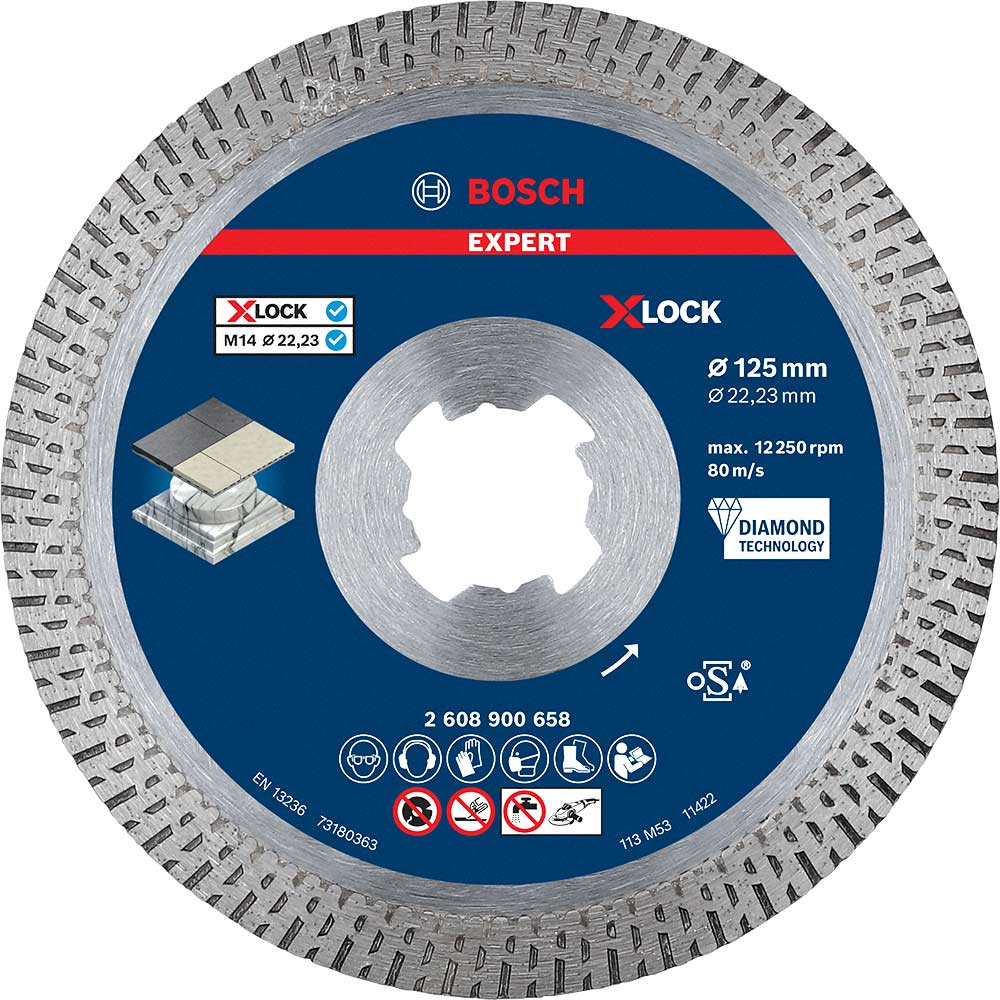 Bosch Expert X Lock Best Diamond Cutting Disc for Hard Ceramics 125mm 1.6mm 22mm