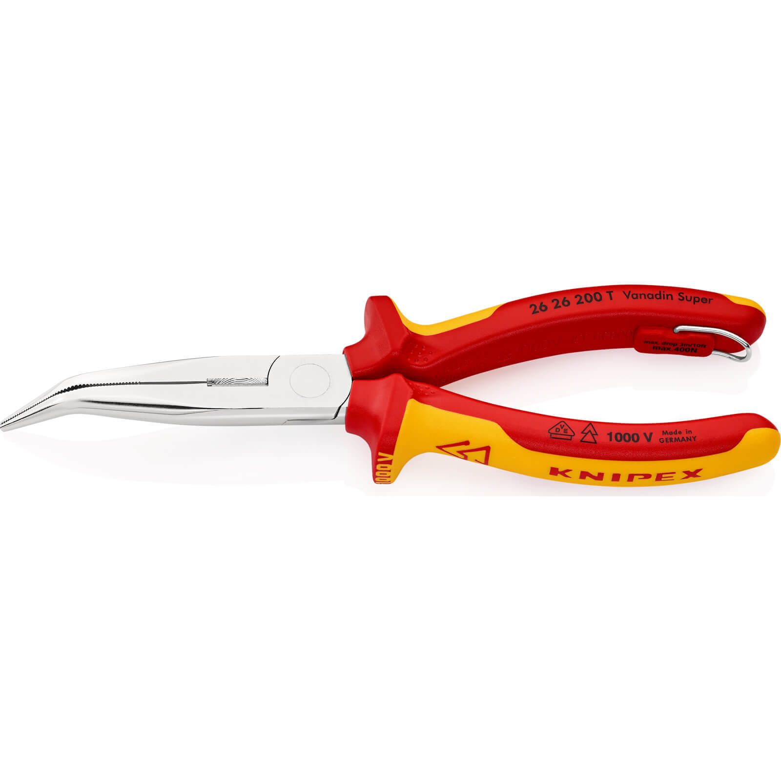 Knipex 26 26 VDE Insulated Bent Nose Tethered Side Cutting Pliers 200mm