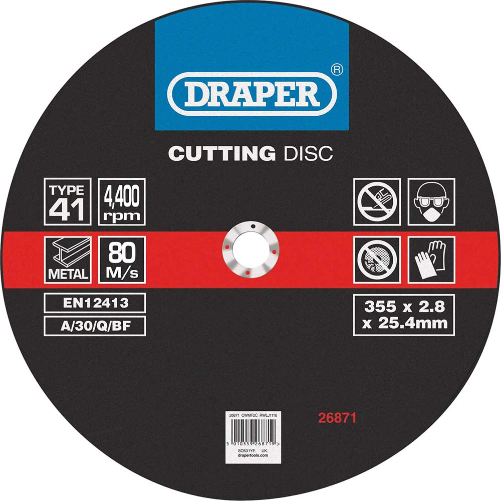 Photo of Draper Flat Metal Cutting Disc 355mm 2.8mm 25.4mm