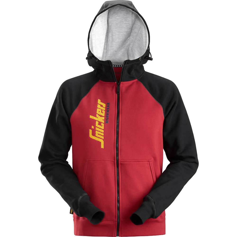 Image of Snickers 2888 Logo Full Zip Sweatshirt Hoodie Red / Black XL