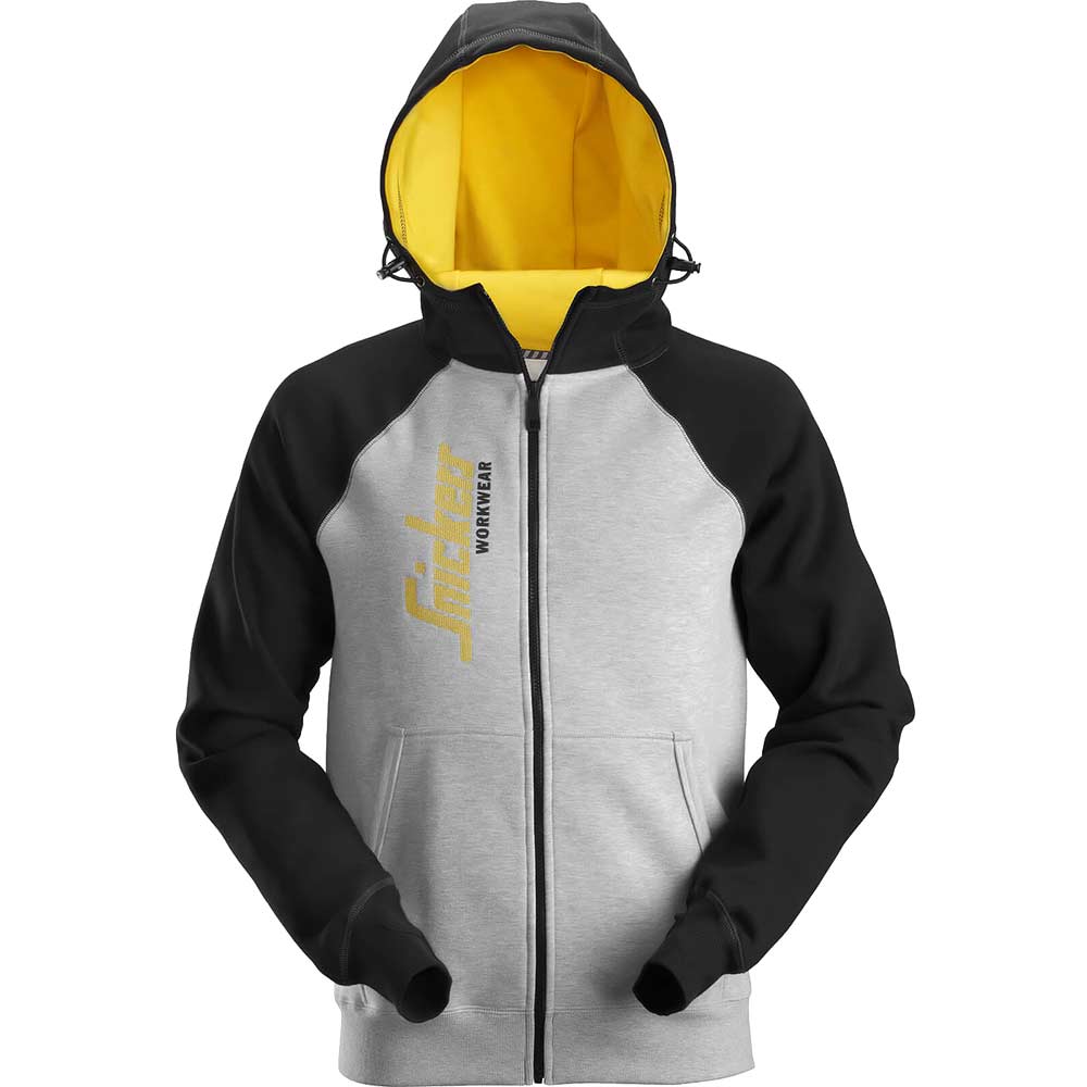 Image of Snickers 2888 Logo Full Zip Sweatshirt Hoodie Grey/ Black S