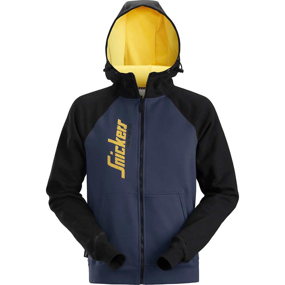 Image of Snickers 2888 Logo Full Zip Sweatshirt Hoodie Navy / Black XS