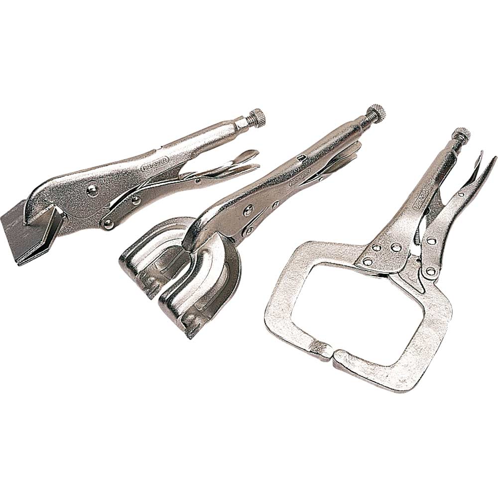 Image of Draper 3 Piece Self Grip Sheet Metal and Welding Clamp Set