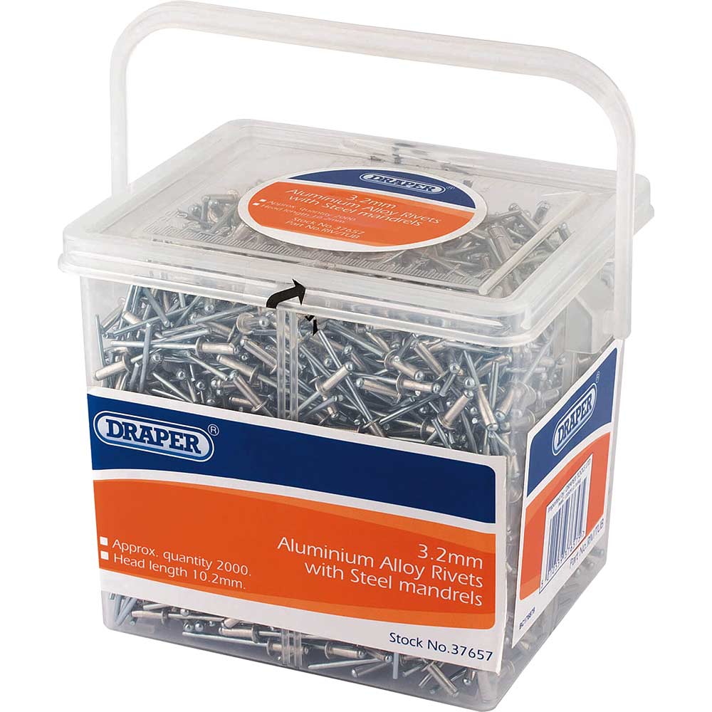 Photo of Draper Aluminium Pop Rivets 3.2mm 10mm Pack Of 2000
