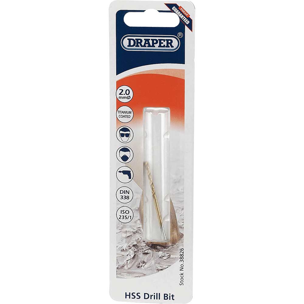 Photo of Draper Hss Titanium Coated Drill Bit 2mm Pack Of 1