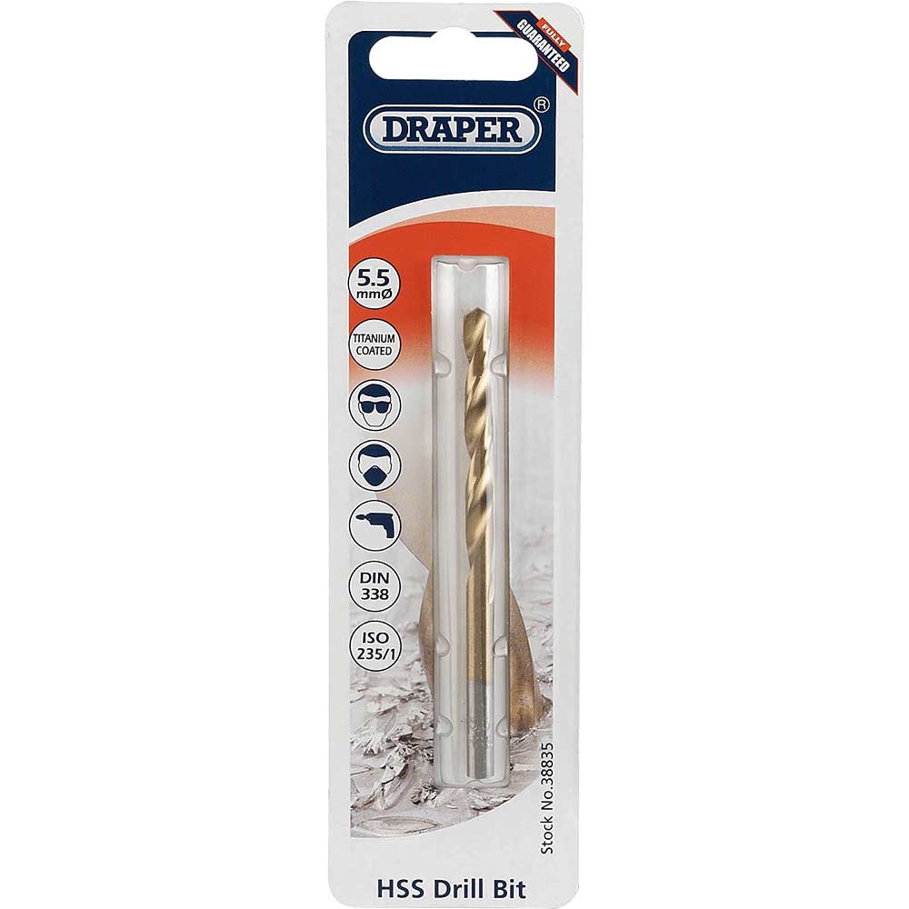 Photo of Draper Hss Titanium Coated Drill Bit 5.5mm Pack Of 1