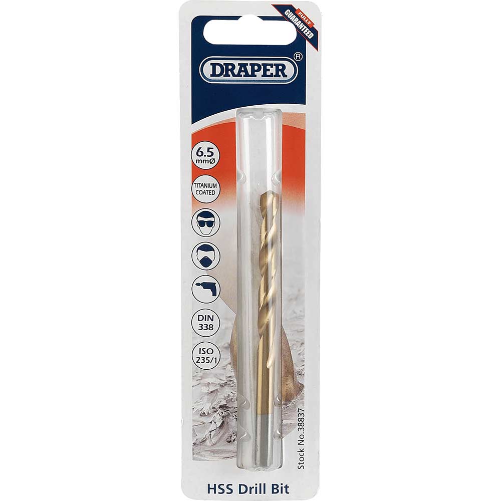 Photo of Draper Hss Titanium Coated Drill Bit 6.5mm Pack Of 1