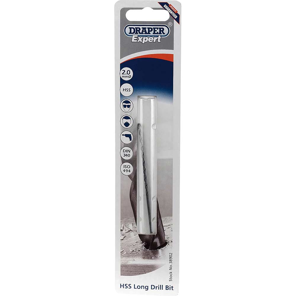 Photo of Draper Expert Hss Extra Long Jobber Drill Bit 2mm