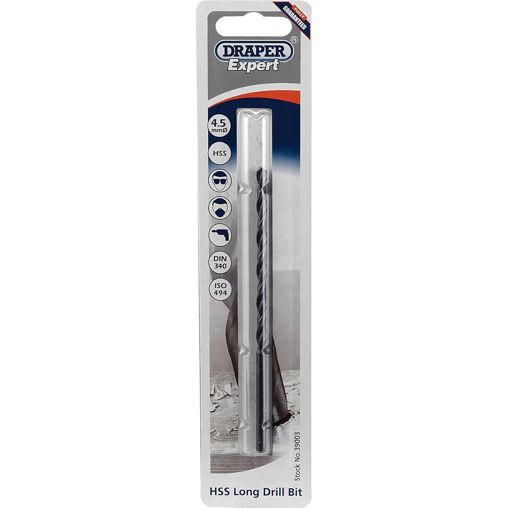 Photo of Draper Expert Hss Extra Long Jobber Drill Bit 4.5mm