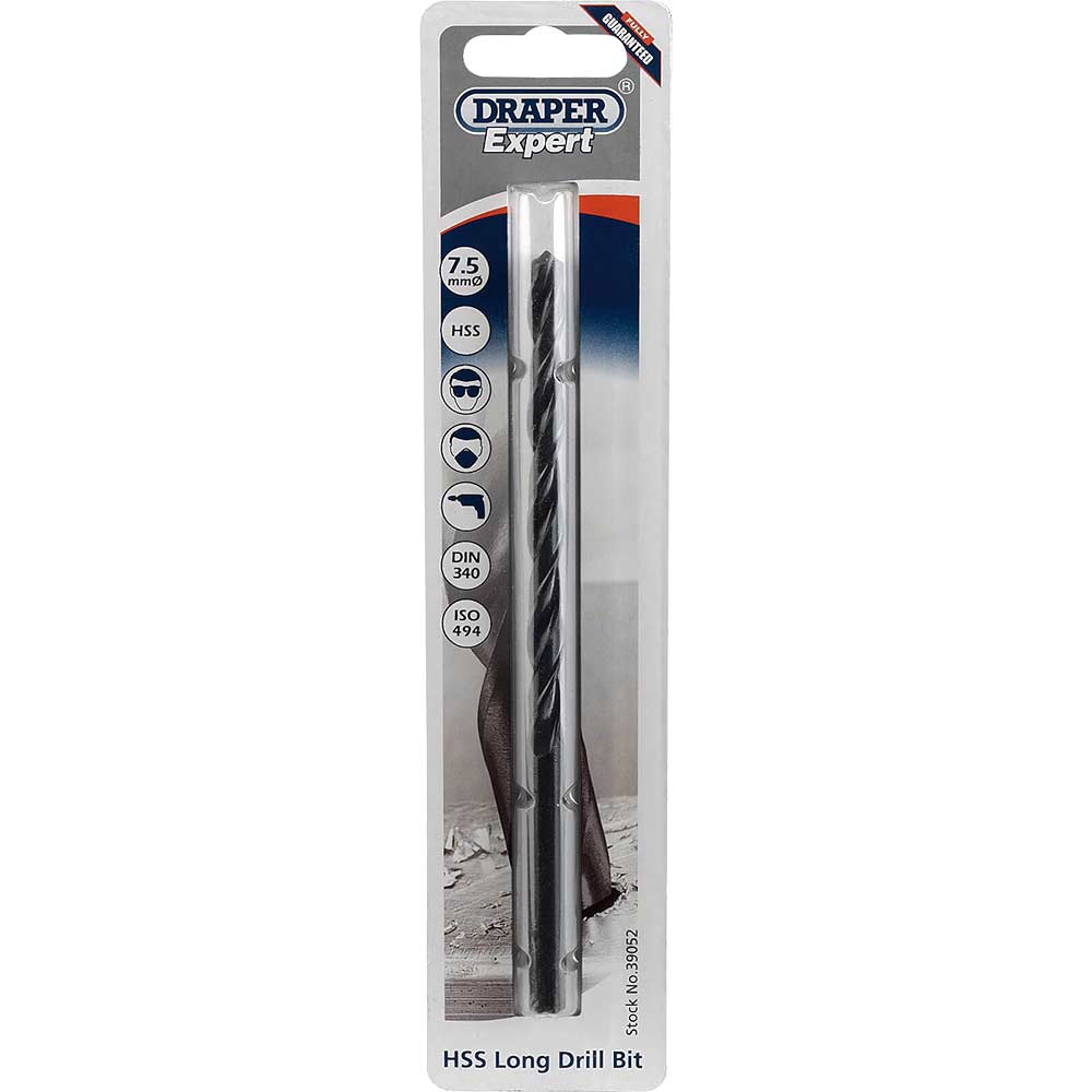 Photo of Draper Expert Hss Extra Long Jobber Drill Bit 7.5mm