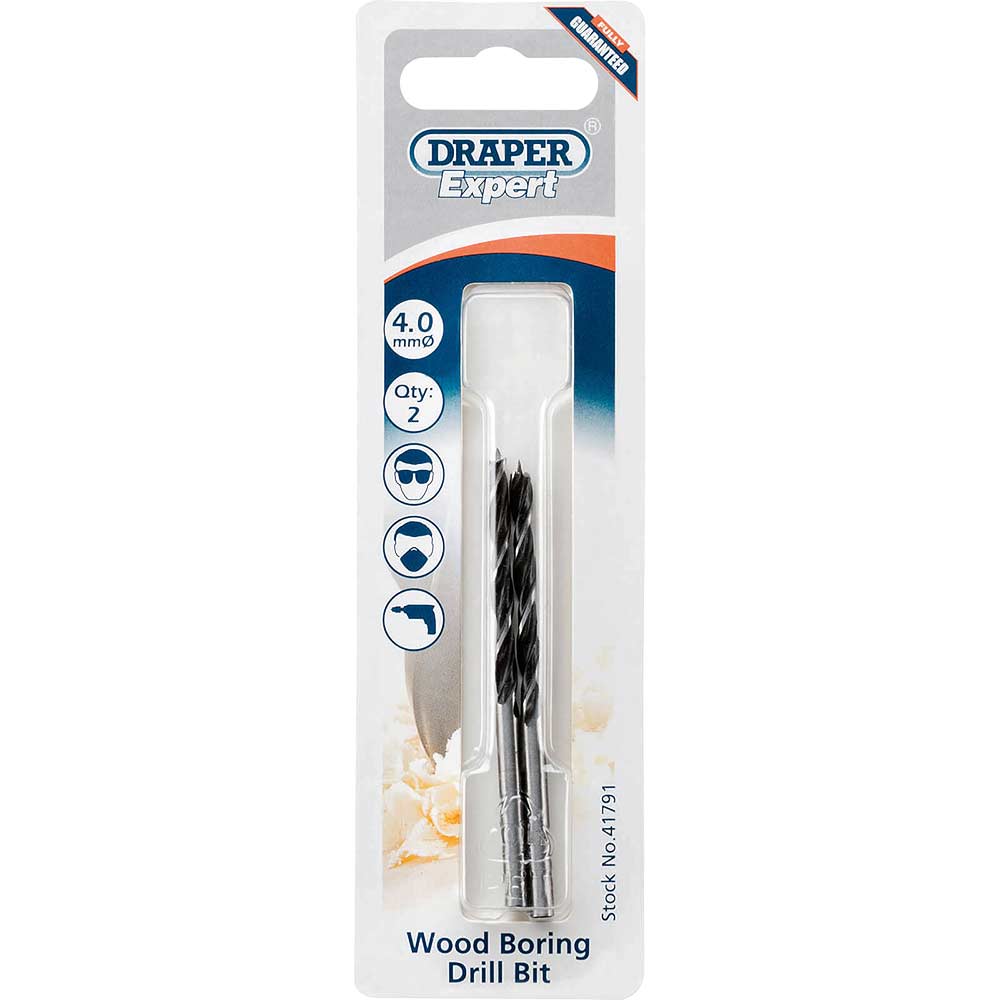 Photo of Draper Expert Brad Point Drill Bit 4mm Pack Of 2