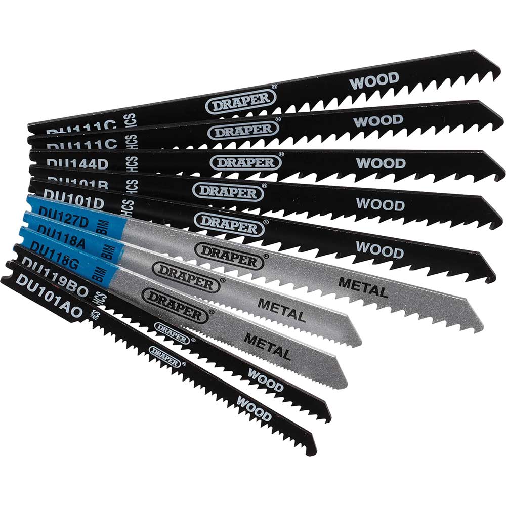 Photo of Draper 10 Piece Wood And Metal Cutting U Shank Jigsaw Blade Set